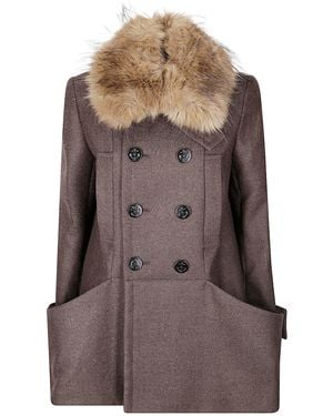 Sacai Double-Faced Wool Melton Coat - Brown