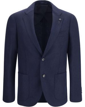 Lardini Single-Breasted Wool And Cashmere Jacket - Blue