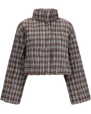 GONGDID DESIGN Short Padded High-Neck Jacket - Brown