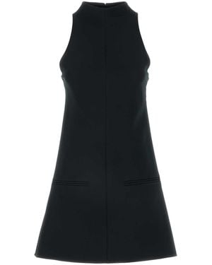 Courreges Short Twill Dress With A Mock Turtleneck - Black