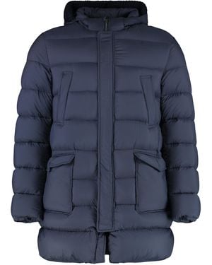 Herno Long Hooded Down Jacket - Blue