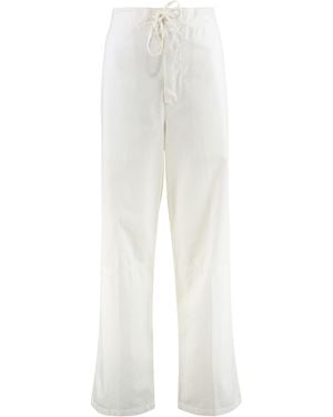 Victoria Beckham Cotton Trousers Wide-Leg - White