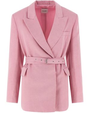 Nude Belt Blazer Linen Blazer, Suits - Pink