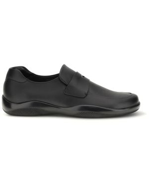 Prada Toblach Leather Loafers - White