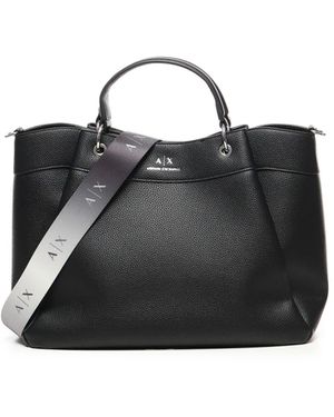 Armani Collezioni Large Tote Bag With Logo - Black