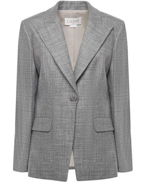 Genny Tailored Single-Breasted Flannel Jacket - Gray