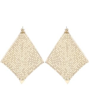 Rabanne Pixel Chainmail Earrings Brass - White