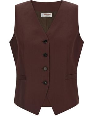 Alberto Biani Viscose And Linen Blend Vest - Brown