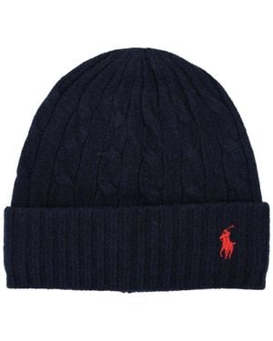 Ralph Lauren Cable-Knit Wool-Cashmere Beanie Hat - Blue