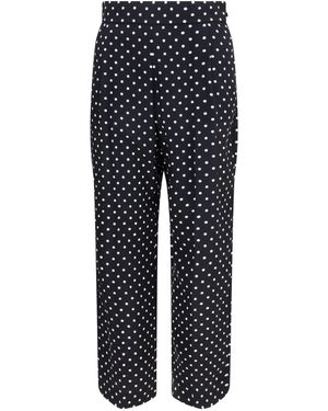 Valentino Polka-Dot Crêpe De Chine Pants Silk - Blue