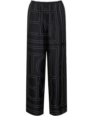 TOTEME Monogram Silk Pj Trousers - Black
