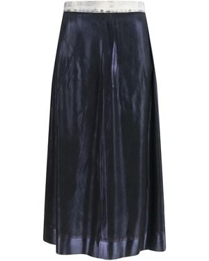 Maison Margiela Foil-Treated Midi Skirt Acetate; Silk - Blue