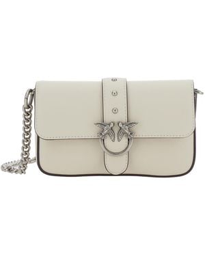 Pinko Shoulder Bag Love One Slouchy Leather - Grey