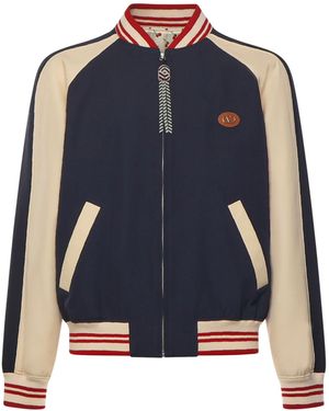 Valentino Garavani Wool And Cotton Bomber Jacket - Blue