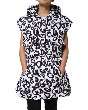 Dolce & Gabbana Dg Mania Hooded Sleeveless Puffer Jacket Polyester Clothing - Black