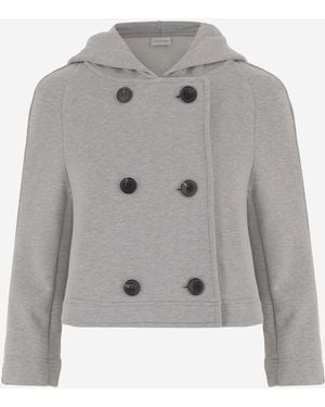Dries Van Noten Jacket Double-Breasted Cotton - Grey