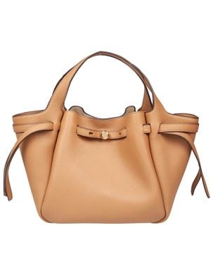 Tory Burch Romy Tote Leather Handbag Color Tiramisu - Natural