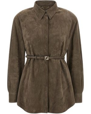 Fendi Suede Shirt Shirt And Blouse - Green