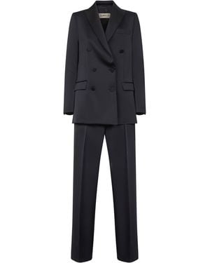 Blanca Vita Midnight Satin Suit Polyester Trouser Suits - Black
