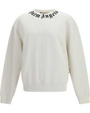 Palm Angels Neck Logo Sweatshirt - White