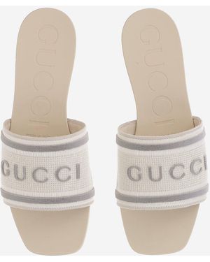 Gucci Cotton Slider Sandals - White