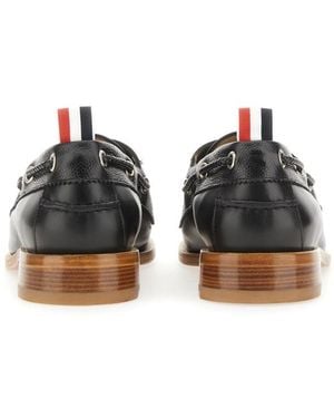 Thom Browne Boat Moccasin Leather Loafers - Black