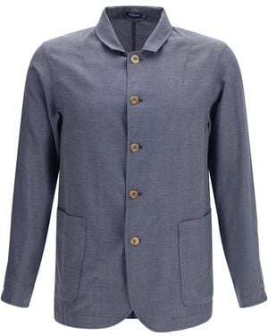 Finamore 1925 Cotton And Silk Blend Jacket - Blue