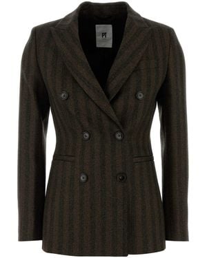 PT Torino Embroidered Stretch Wool Blazer - Black