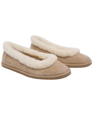 UGG Flat Shoes Suede Leather /Rubber Sole - Natural