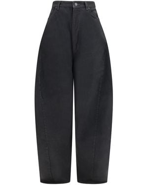 Balenciaga High-Waisted Twisted-Seam Trousers Cotton Trousers - Blue