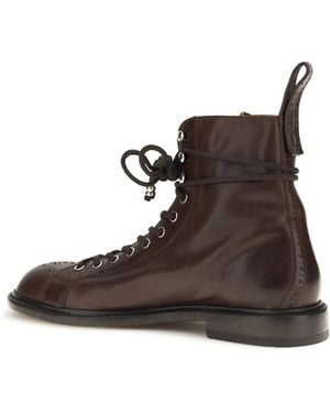 Versace Billy Leather Ankle Boots - Brown