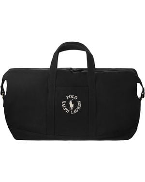 Polo Ralph Lauren Cotton Duffle Bag With Embroidered Logo - Black