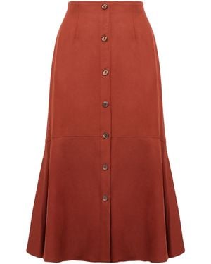 Agnona A-Line Midi Skirt Silk - Red