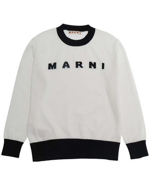 Marni Crew Neck Sweater Cotton Tops - Gray