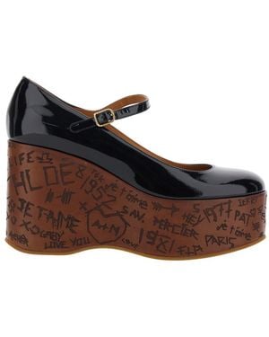 Chloé Chloã Wedges With Mary Jace Ankle Strap And High Wedge Heel - Brown