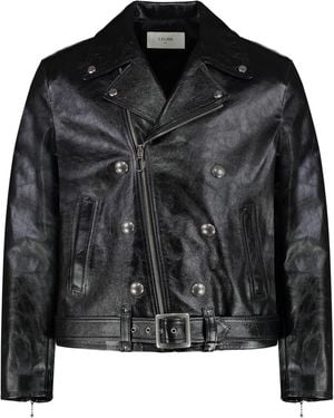 Celine Leather Biker Jacket - Black