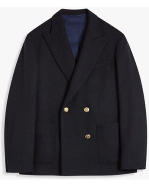 Doppiaa Aanversa Wool Double-Breasted Jacket - Blue