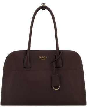 トートバッグ PRADA MEDIUM SHOPPING BAG IN CACAO COLOUR SUEDE Cocoa Brown Medium suede tote bag | PRADA
