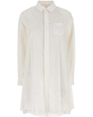 Sacai Poplin Shirt Dress - White