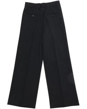 MM6 by Maison Margiela Trousers With Side Pockets, Hems Wool Trousers - Grey