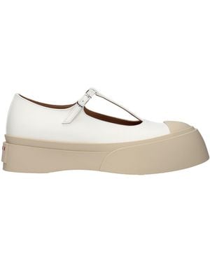Marni Leather Slip-On Loafers - Natural