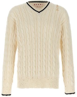 Marni Cable-Knit Cotton Sweater - Natural