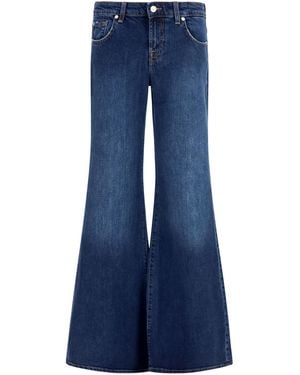 7FOR Low-Rise Flared Jeans Cotton; Elastane - Blue