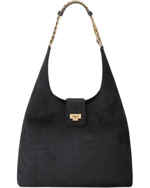 Elisabetta Franchi Hobo Bag Suede - Black