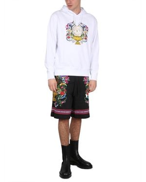 Versace Jeans Couture Sweatshirt With Logo Print Cotton Sweatshirts - White