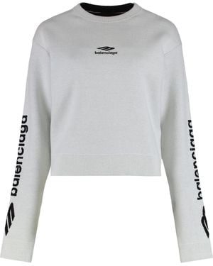 Balenciaga Crew Neck Wool Double Face Jumper - Grey
