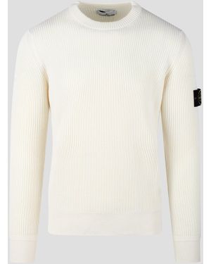 Stone Island Full Rib Wool Jumper - Natural