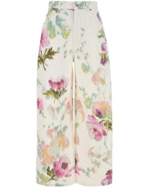 Loewe Printed Denim Wide-leg Jeans - White
