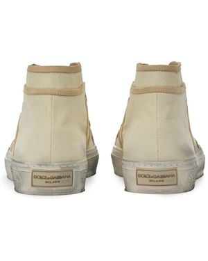 Dolce & Gabbana Vintage Mid Top Trainer Cotton Trainers - Natural