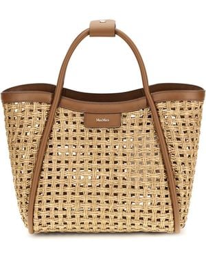 Max Mara Raffia Marine Tote Bag - Metallic